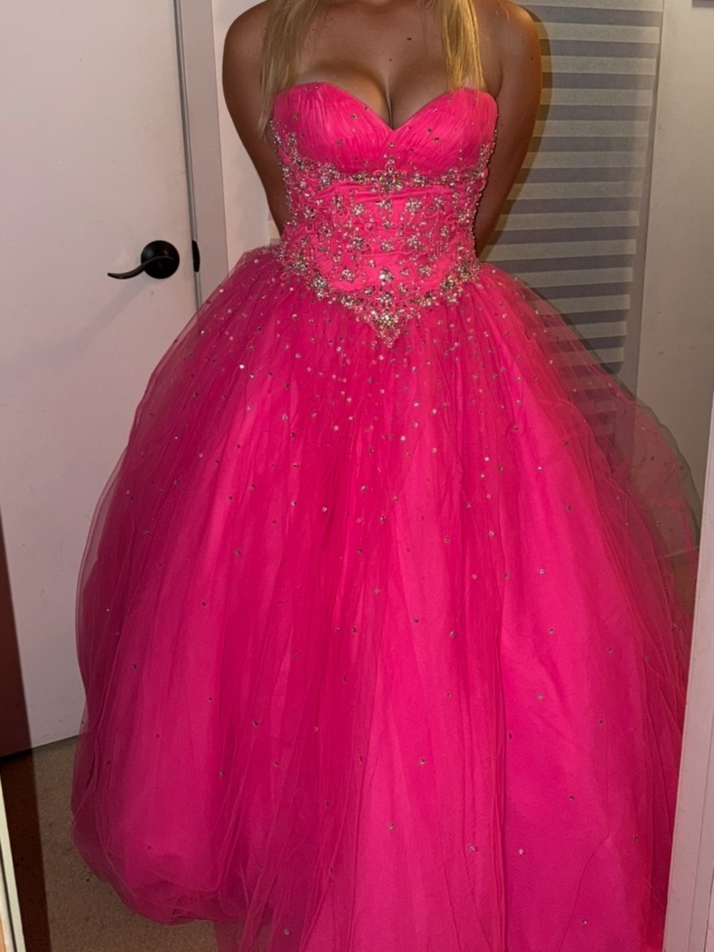 Morilee by Madeline Gardener Hot Pink Princess Beaded Ball Gown